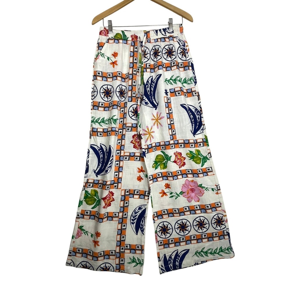 Label of Love Size Medium‎ NWT Wide Leg Linen Blend Resort Pants Floral Print